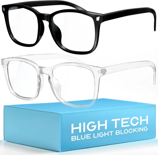 High Tech Blue Light Glasses - Advanced up to 99% Blue Light Blocking Computer Glasses - Screen Fatigue & UV Protection *B1 Light Black+clear Clear