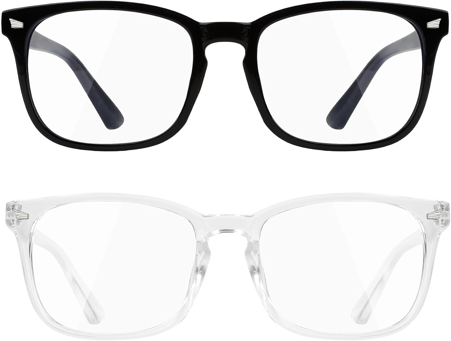 2 PCS Blue Light Glasses for Woman, Blue Light Glasses Men Bluelight Blocking Glasses Eyeglasses For Reading Gaming Black + Clear Fashion