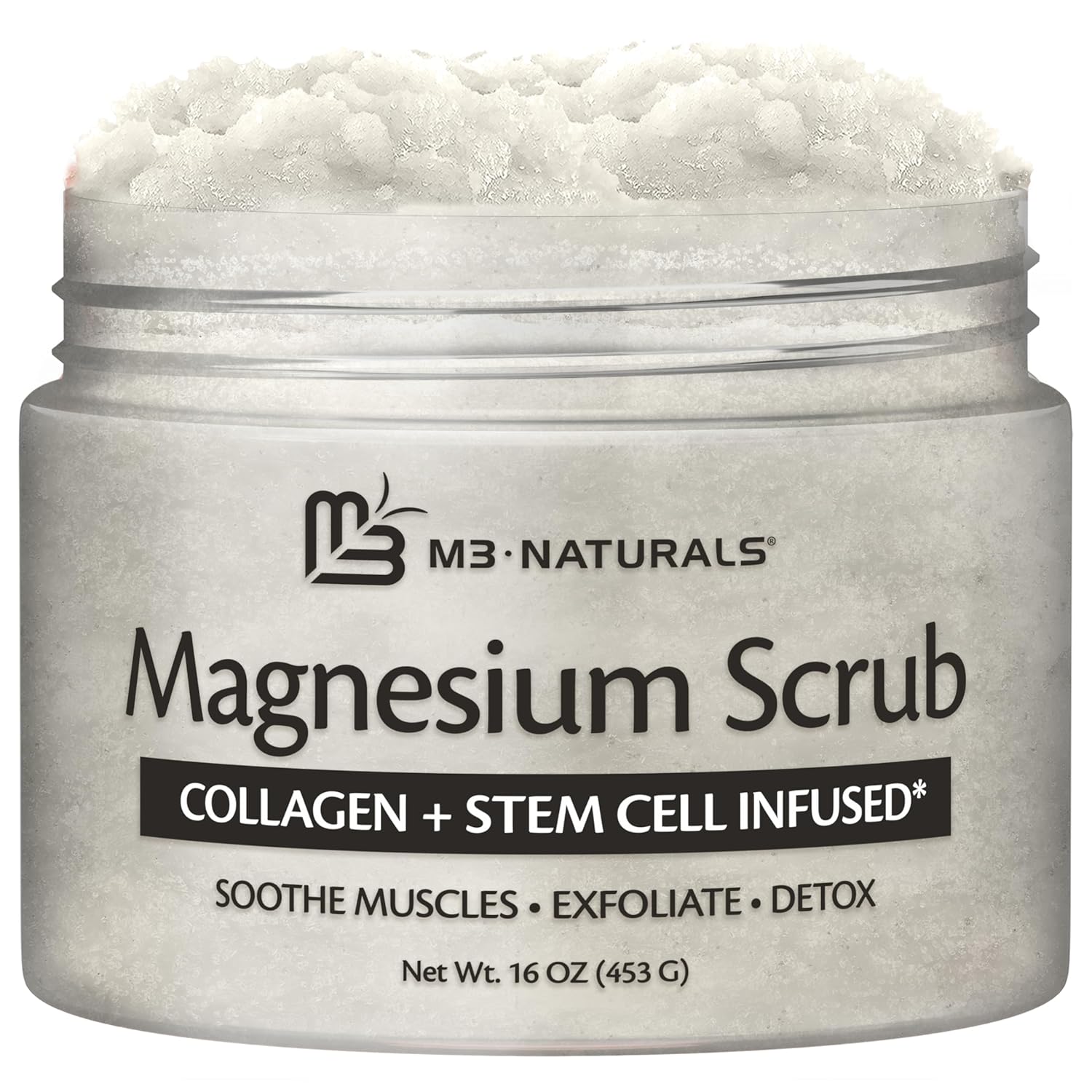 Magnesium Body Scrub for Sore Muscles, Exfoliation, Relaxation and Deep Hydration - Calming & Moisturizing Mineral-Rich Dead Sea Salt Formula With Collagen, Stem Cell & Shea Butter, 16 OZ (453 G) Magnesium Scrub