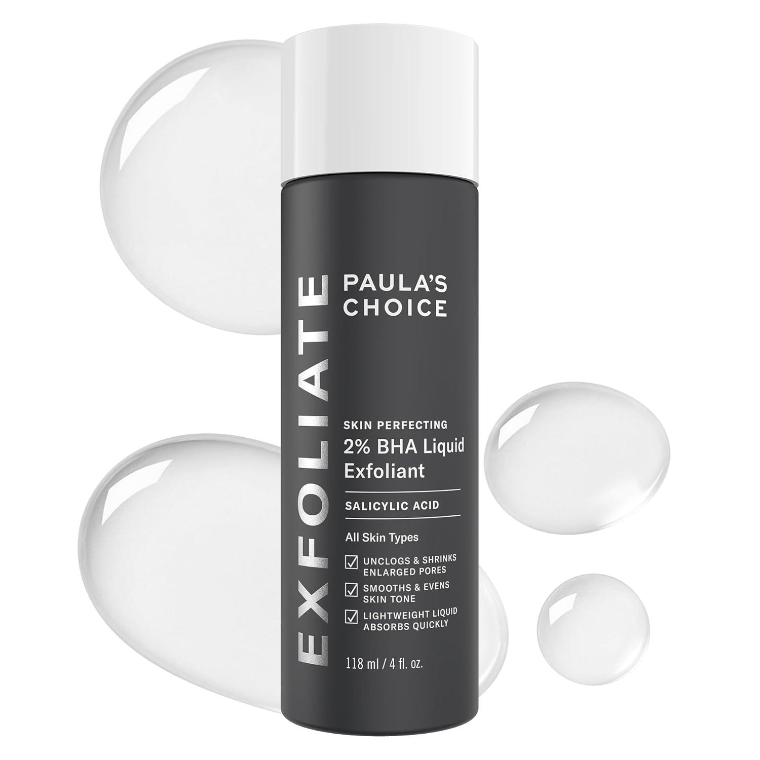 Paula's Choice SKIN PERFECTING 2% BHA Liquid Salicylic Acid Exfoliant-Facial Exfoliant for Enlarged Pores, Wrinkles & Fine Lines, Suitable for Blackhead-Prone Skin, Fragrance-Free Full Size - 4 Fl Oz