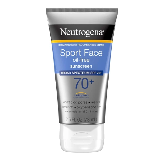 Sport Face Sunscreen SPF 70+, Oil-Free, 2.5 fl oz, Sweat & Water-Resistant, Broad-Spectrum UVA/UVB, Nourish & Restore Skin Balance, Oxybenzone Free Sunscreen For Face SPF 70 2.5 Fl Oz (Pack of 1)