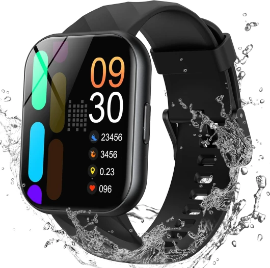Smart Watch, 5ATM Waterproof Watch for Swimming, Fitness Activity Tracker with 110+ Sports Modes, Heart Rate/Sleep/SpO2/Calories Monitor, Pedometer, Fitness Watch for Android & iPhone, Black