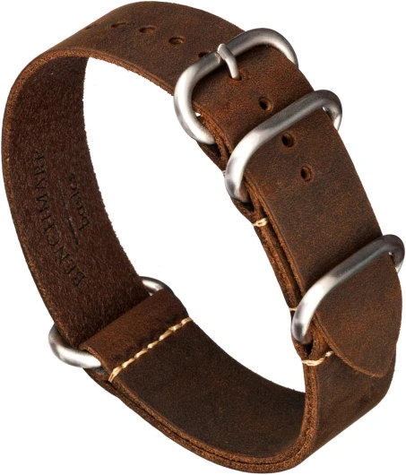 Benchmark Leather Watch Band - Crazy Horse Oiled Leather One-Piece Military Watch Strap - Brushed Stainless-Steel Zulu Style Hardware - 18mm, 20mm, 22mm or 24mm Widths 20mm Dark Brown