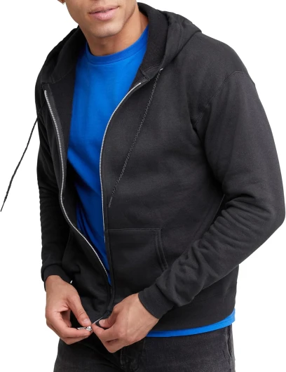 , Ecosmart Fleece Full-zip Hoodie for Men, Hooded Sweatshirt X-Large Black