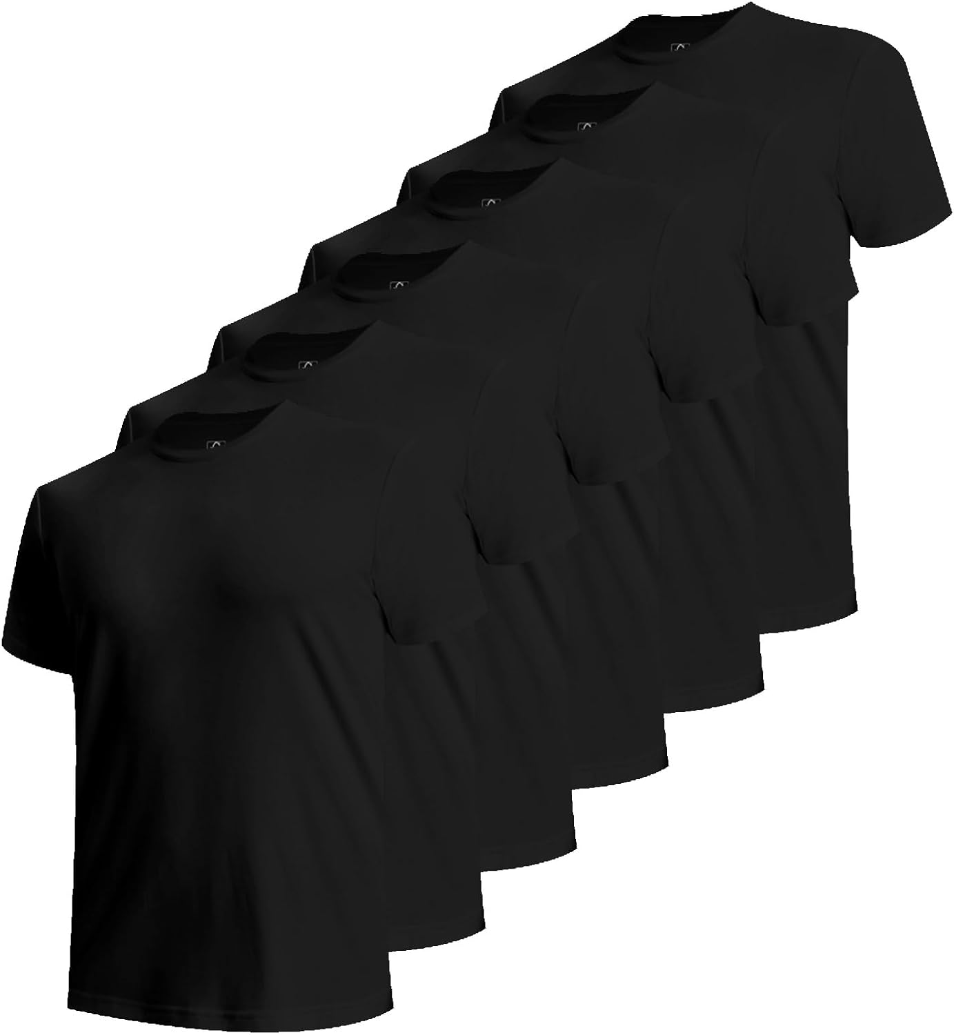 Men's Undershirts Moisture-Wicking Crewneck T Shirts, Breathable Stretch Soft Tees for Men, 3 or 6 Pack Regular Fit-6 Pack X-Large 6 Pack-black