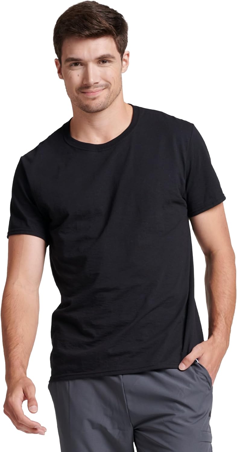 Men's Dri-Power Cotton Blend Short Sleeve Tees, Moisture Wicking, Odor Protection, UPF 30+, Sizes S-4x X-Large Black