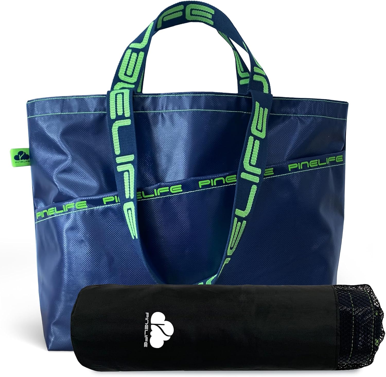 Extra Large Tote Bag Foldable Waterproof Summer Beach Bag for Women Men, Dual Handles, for Swim Gym Camping Shopping Navy Blue