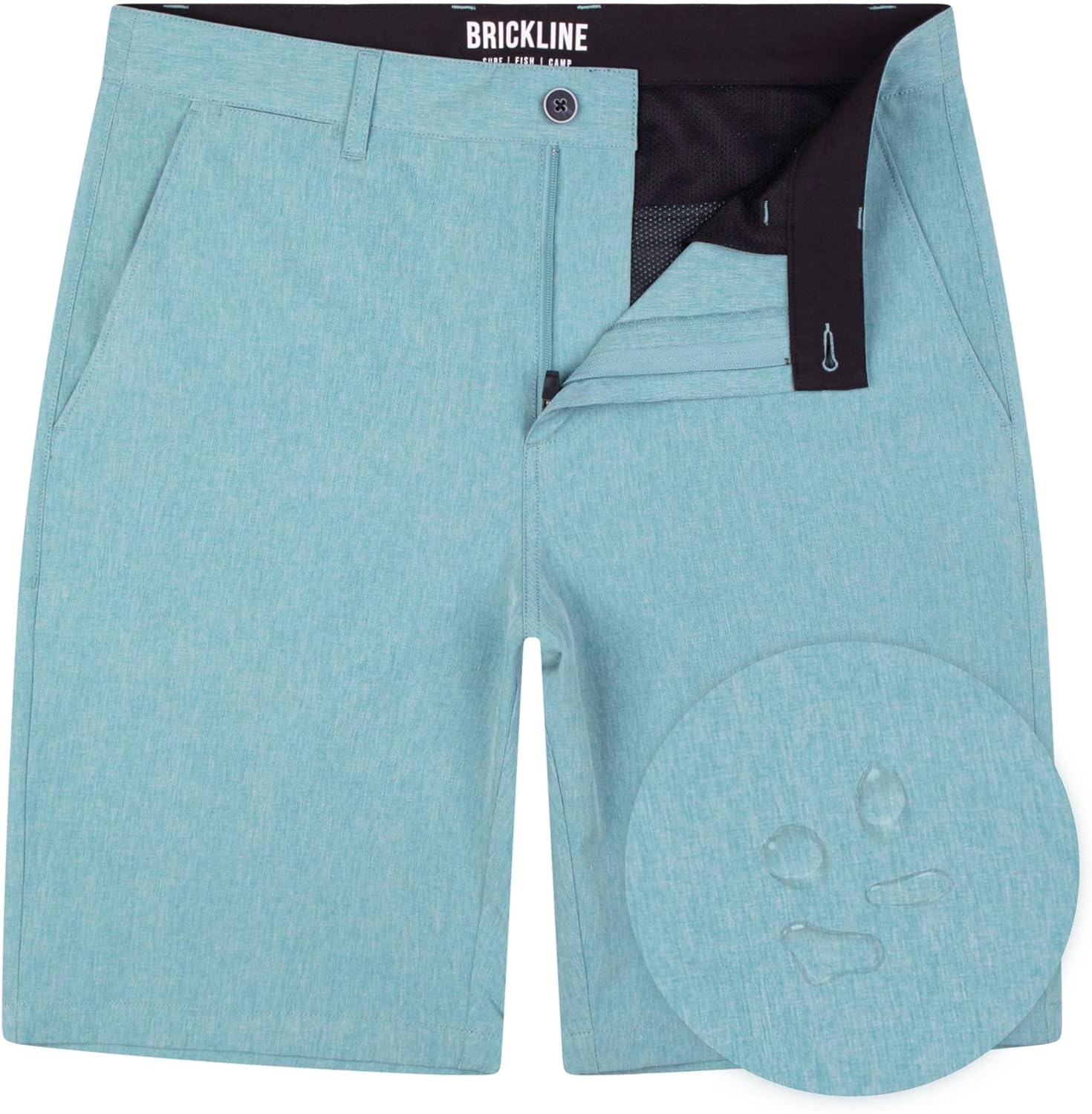 Mens Shorts for Men, Hybrid Casual Golf Dress Flat Front Quick Dry Stretch Board Shorts, Lightweight Chino Short Single 44 Aqua Yarn Dye