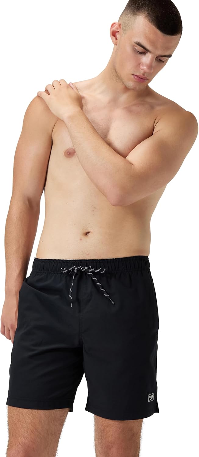 Men's Swim Trunk Mid Length Essentials Solid Small 18" Anthracite
