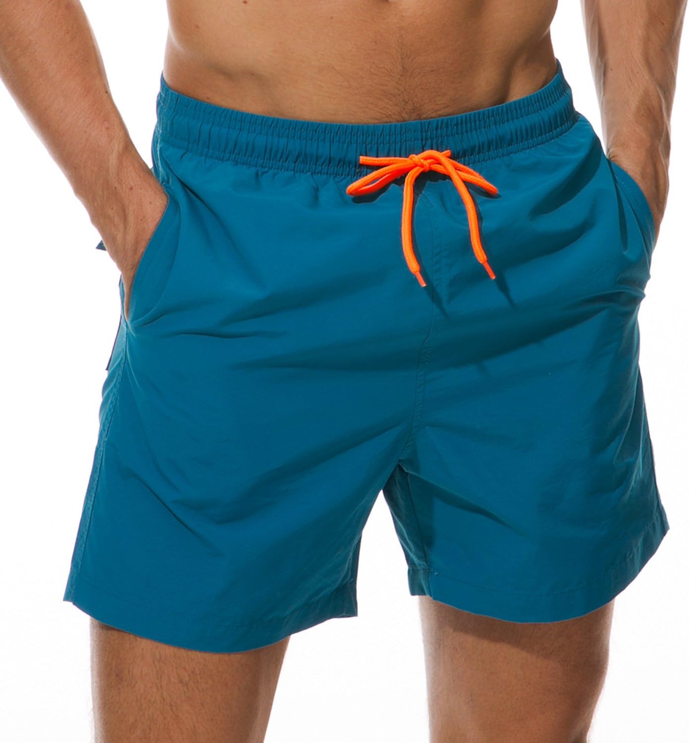 Men's Swim Trunks Quick Dry Beach Shorts with Pockets Medium Peacock Blue