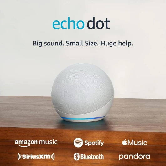 Amazon Echo Dot (newest model), Vibrant sounding Alexa speaker, Great for bedrooms, dining rooms and offices, Glacier White Glacier White Device only
