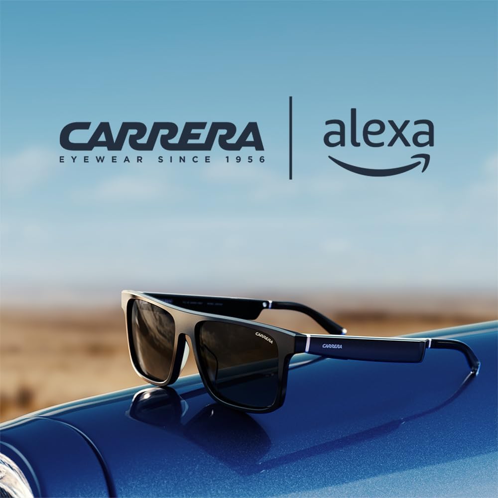 Carrera Smart Glasses with Alexa (newest model), Smart audio glasses, Sprinter black frames with polarized sunglass lenses, Square Sunglasses Black Sprinter