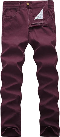 Men's Slim Fit Skinny Stretch Comfy Jeans Denim Pants Dark Red01 29W x 31L