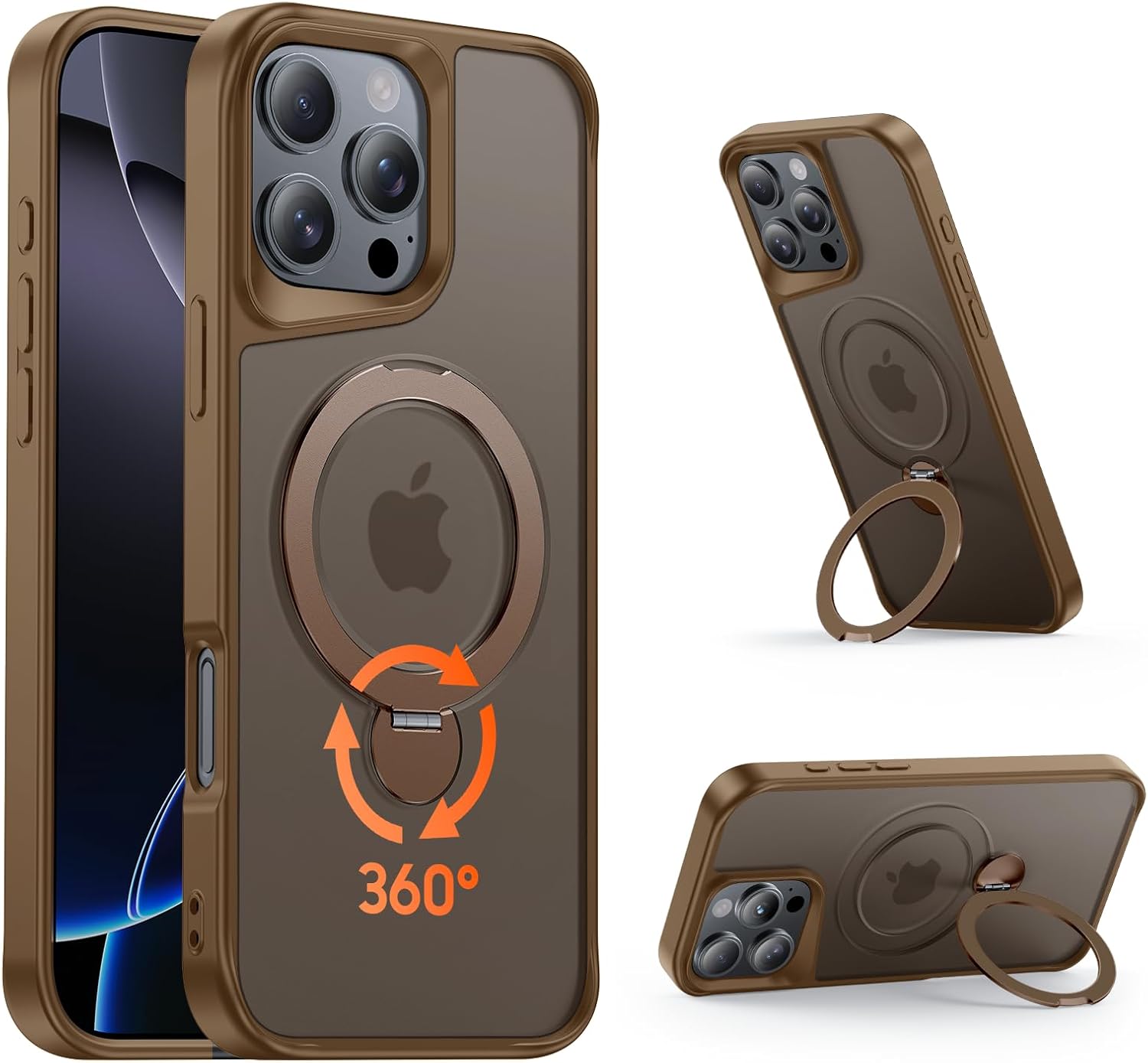 Designed for iPhone 16 Pro Case, with 360° Magnetic Stand [Compatible with MagSafe] [Military Drop Protection] Shockproof Translucent Matte Case for 16 Pro 6.3 Inch, Desert Titanium iPhone 16 Pro-6.3" Desert Titanium