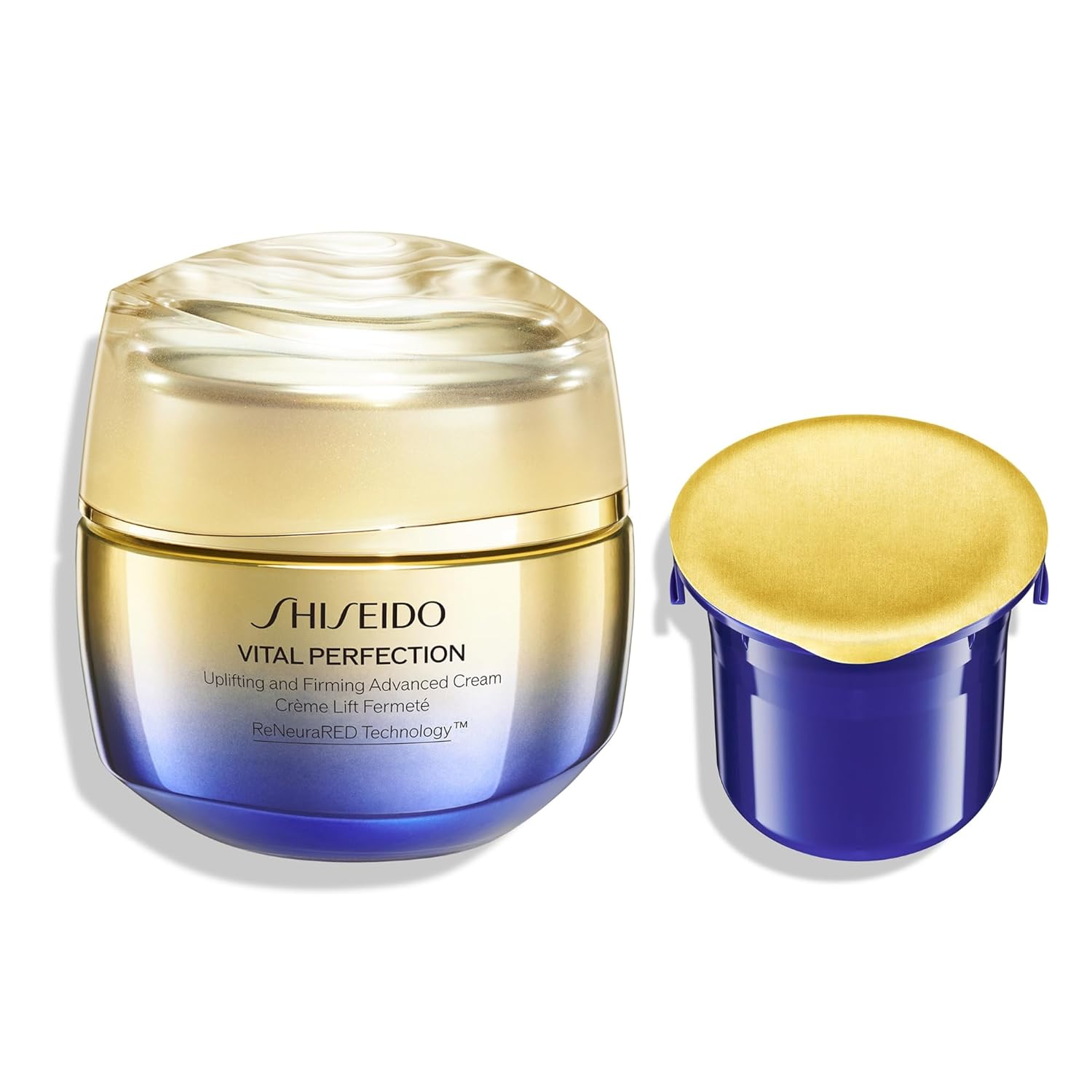 Shiseido Vital Perfection Uplifting and Firming Advanced Cream (1.7 fl oz) + Refill (1.7 fl oz) - Multi-Benefit Face Cream - Visibly Lifts & Firms