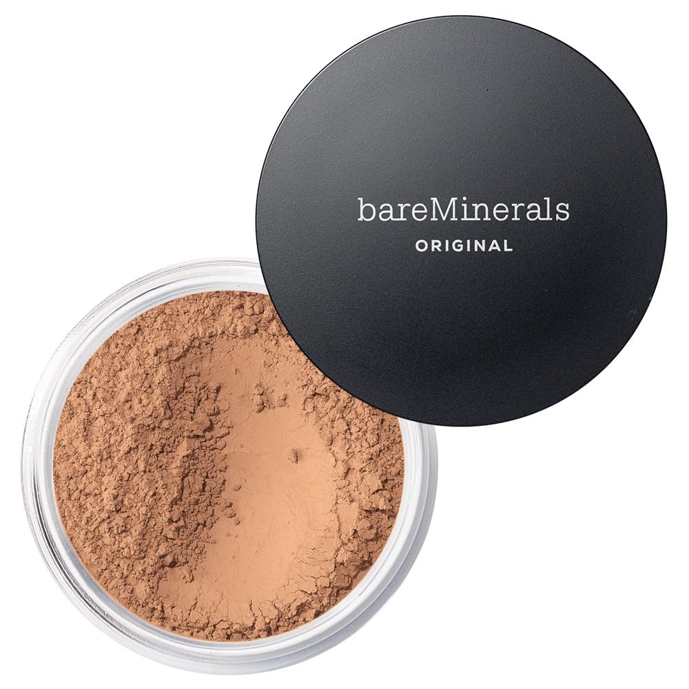 BareMinerals Original Loose Powder Foundation SPF 15, Clean Mineral Powder Face Makeup, Sheer-to-Full Coverage, Talc-Free, Non-Comedogenic, Vegan 18 Medium Tan 0.28 Ounce (Pack of 1)