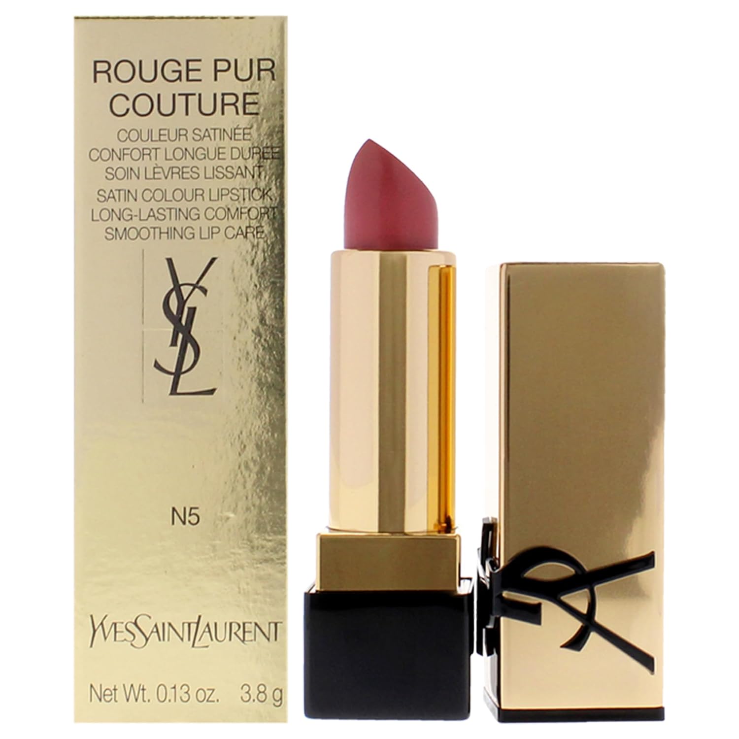 YVES SAINT LAURENT Rouge Pur Couture Satin Lipstick - N5 Tribute Nude for Women - 0.13 oz Lipstick