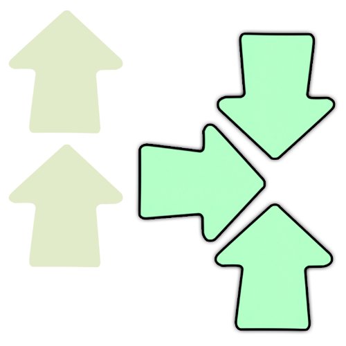 Tapes Pro Glow Arrows Glow In The Dark Phosphorescent Vinyl Tape, Directional Arrows, 3" Height, 15 mils Thick (1 Bag; 25 Arrows) 3" Arrows 1 Bag