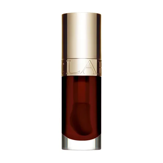 Clarins Lip Comfort Oil - Hydrating, Nourishing and Moisturizing Lip Oil - Sheer, High Shine Finish - Soothes, Comforts and Protects Lips - Visibly Plumps - 93% Natural Ingredients - 0.2 Ounces 09 Chocolate - Sheer red brown