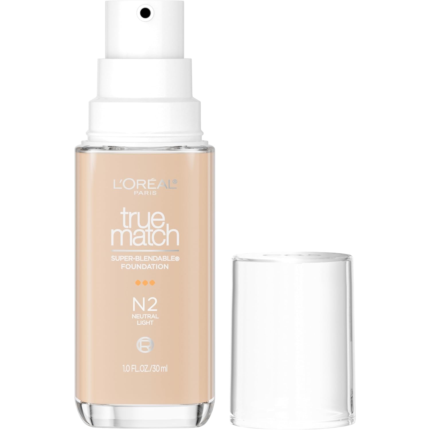 L'Oreal Paris True Match Super-Blendable Foundation, Medium Coverage Liquid Foundation Makeup, N2, Light, 1 Fl Oz 1 Fl Oz (Pack of 1) N2, Light
