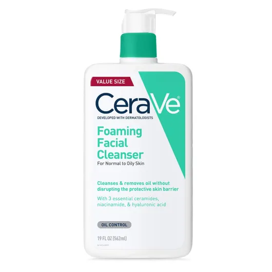 Foaming Facial Cleanser, Daily Face Wash for Oily Skin, Hyaluronic Acid + Ceramides + Niacinamide, Fragrance Free & Paraben Free, Non-Drying Oil Control Face Wash, 19 Fluid Ounce 19 Fl Oz (Pack of 1)