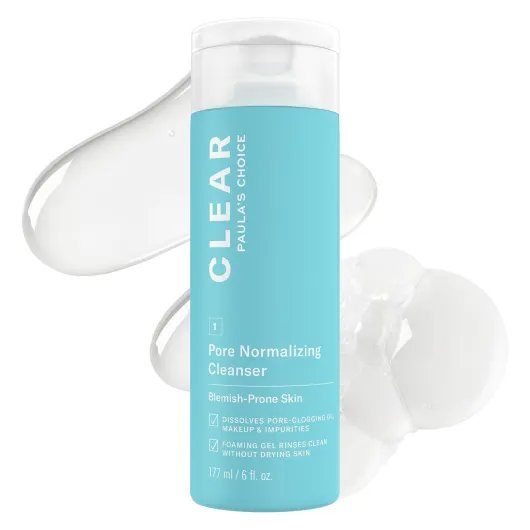 Paula's Choice CLEAR Pore Normalizing Facial Cleanser, Acne Daily Face Wash, Salicylic Acid Face Cleanser for Clogged & Enlarged Pores, Redness & Blackheads, Fragrance Free 6 Ounce (Pack of 1)
