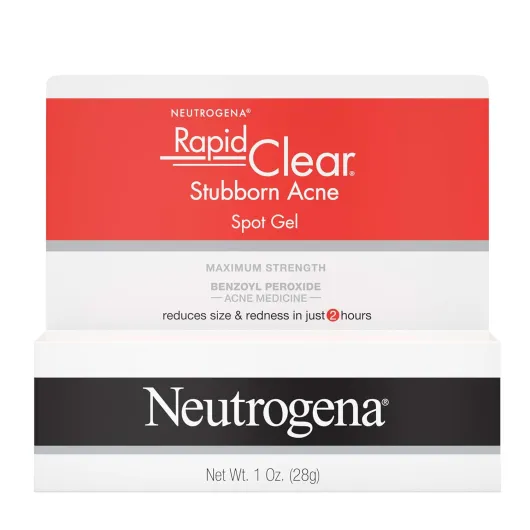 Rapid Clear Stubborn Acne Spot Treatment Gel, Maximum Strength 10% Benzoyl Peroxide Treatment Medication for Acne Prone Skin, Pimple Cream Reduces Size & Redness in 2 Hours, 1 oz