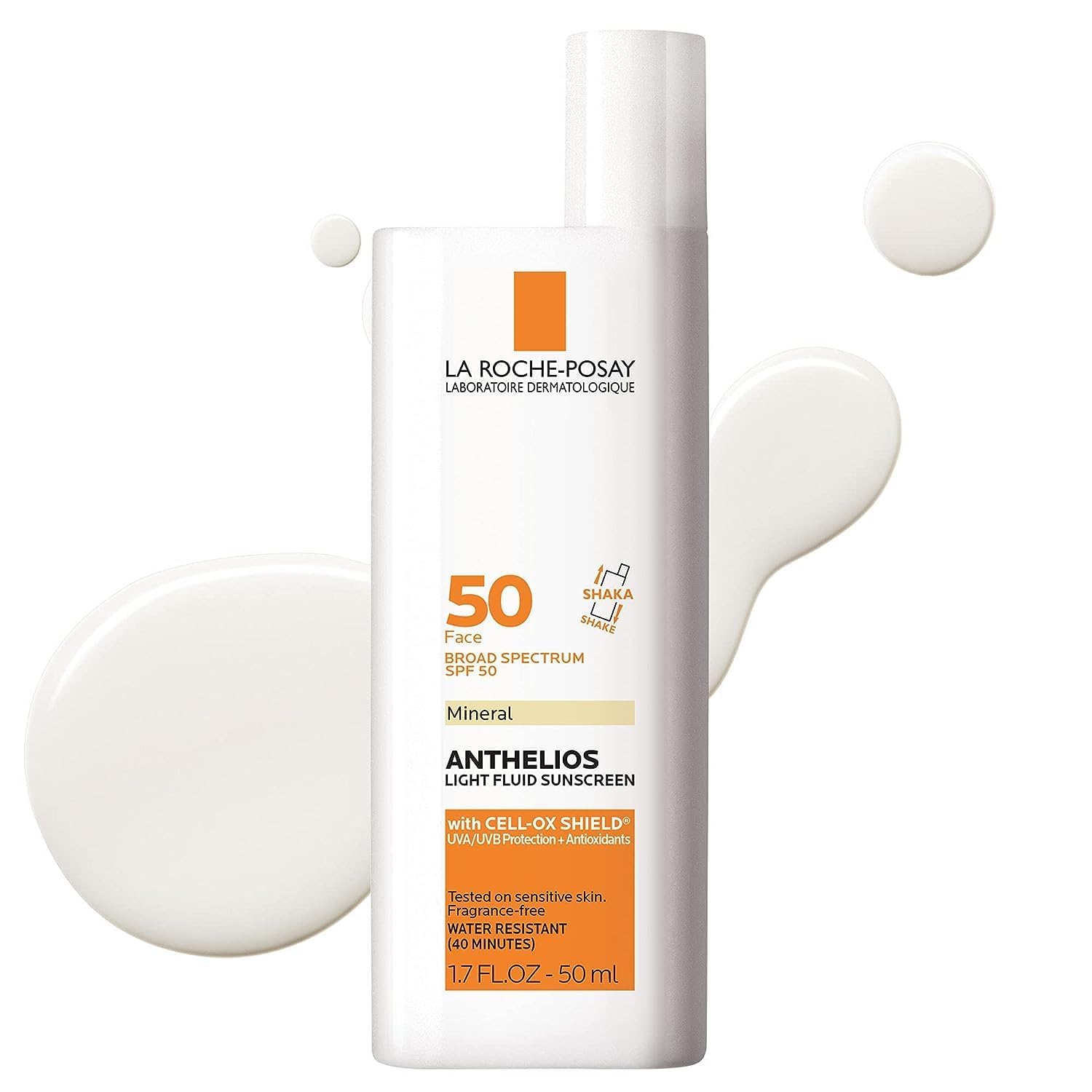 La Roche-Posay Anthelios Sunscreen SPF 50, Ultra-Light Fluid Broad Spectrum SPF 50, Face Sunscreen with Titanium Dioxide Mineral, Lightweight & Fast-Absorbing, Oil-Free, Matte Finish Non-Tinted