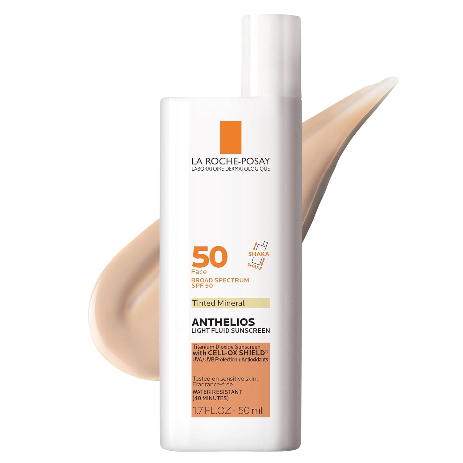 La Roche-Posay Anthelios Sunscreen SPF 50, Ultra-Light Fluid Broad Spectrum SPF 50, Face Sunscreen with Titanium Dioxide Mineral, Lightweight & Fast-Absorbing, Oil-Free, Matte Finish Tinted