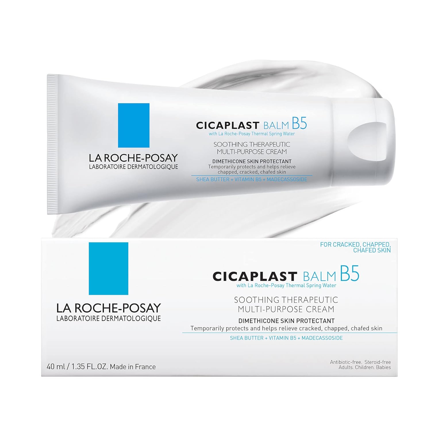 La Roche-Posay Cicaplast Balm B5, Healing Ointment and Soothing Therapeutic Multi Purpose Cream for Dry & Irritated Skin, Body and Hand Balm, Baby Safe, Fragrance Free 1.35 Fl Oz
