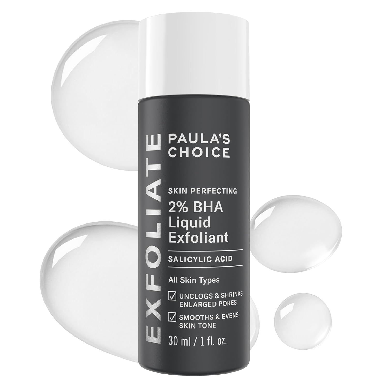 Paula's Choice SKIN PERFECTING 2% BHA Liquid Exfoliant with Salicylic Acid, Facial Polish for Enlarged Pores, Wrinkles & Fine Lines, Suitable for Blackhead-Prone Skin, Fragrance-Free Travel Size - 1 Fl Oz