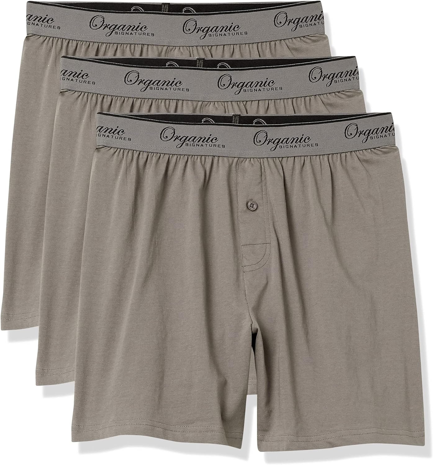 Men's Boxers 100% Organic Cotton, Soft Boxers for Men, 3-Pack Large Grey