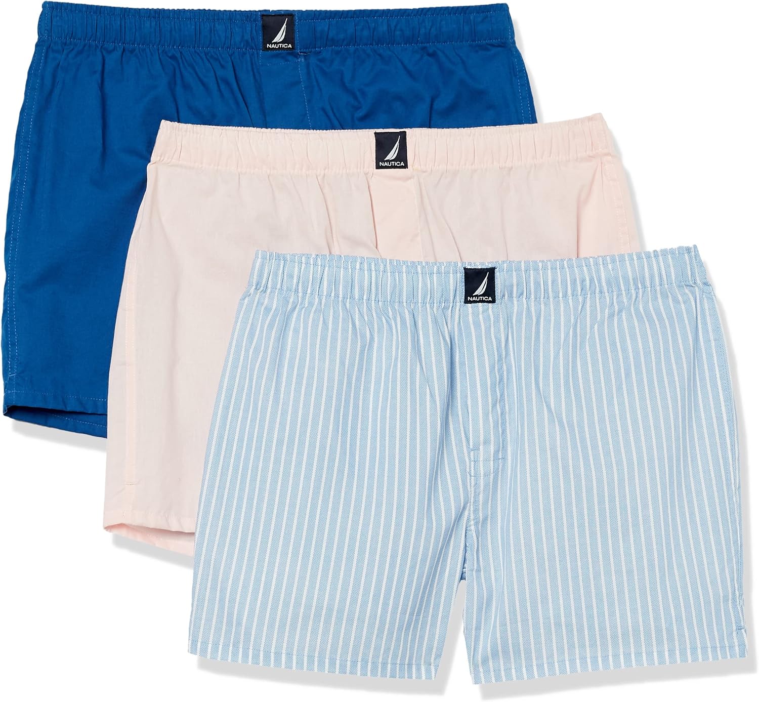 Mens Cotton Woven 3 Pack Boxer Small Oasis Pink/Ocean Lapis/Pin Stripe Silver Lake