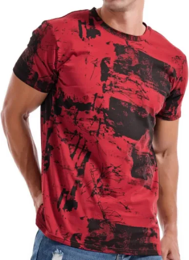 Mens Hipster Hiphop Tees - Fashion Print T-Shirts Medium 606 Red Wine