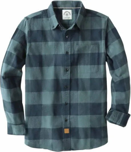 ® Flannel Shirt for Men 100% Cotton Mens Flannel Shirts Long Sleeve Plaid Soft Casual Button Down Shirt Men Large Navy Buffalo