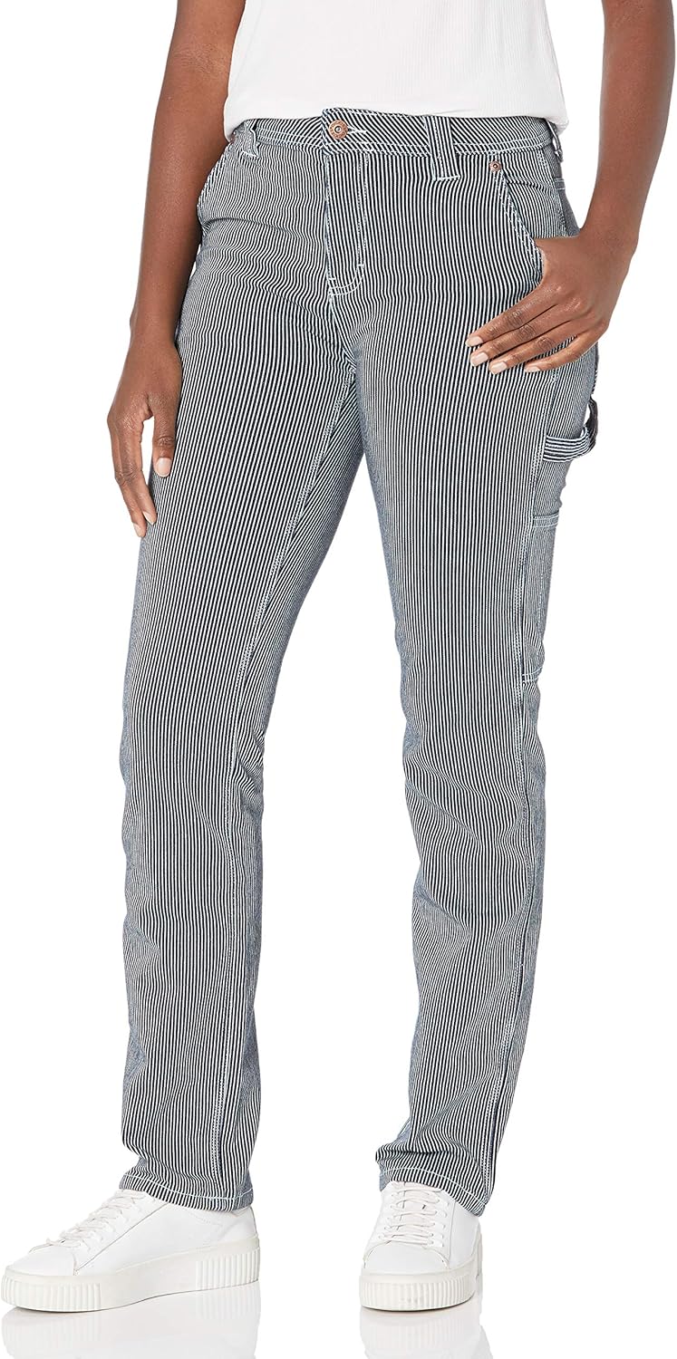 Women's Relaxed Straight Carpenter Hickory Stripe Pant 8 Rinsed Hickory Stripe