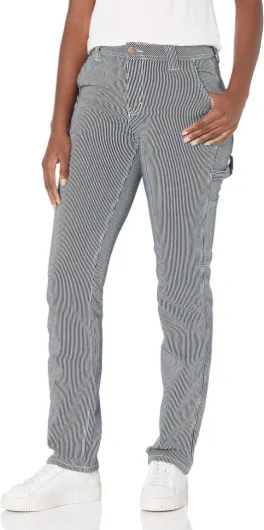 Women's Relaxed Straight Carpenter Hickory Stripe Pant 8 Rinsed Hickory Stripe