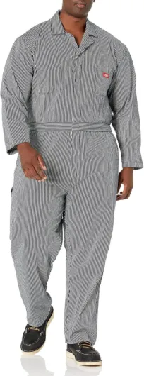 Mens Hickory Stripe Coveralls Medium Rinsed Hickory Stripe