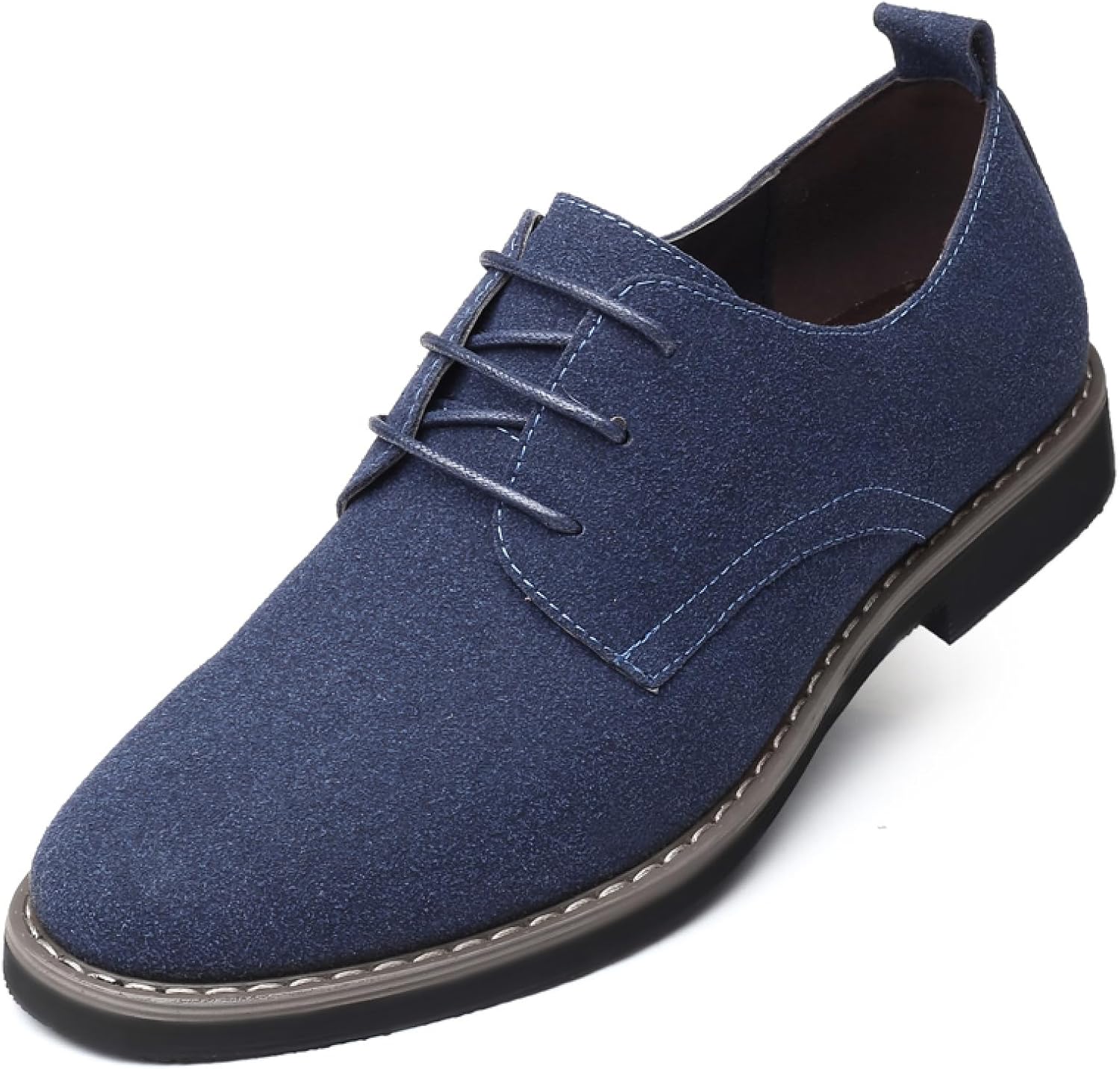 Mens Suede Leather Dress Shoes Casual Lace Up Oxfords Shoes 10.5 Blue