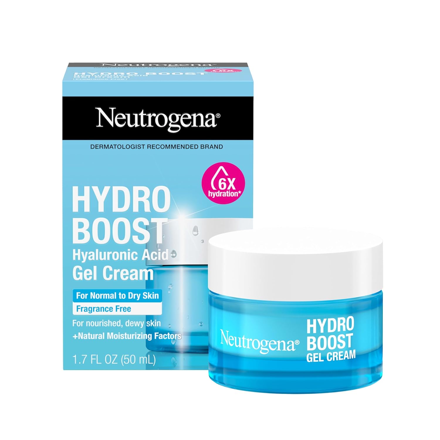 Hydro Boost Gel Cream, 48 Hr Hydration for Normal/Dry Skin, Fragrance Free, Face Moisturizer with Hyaluronic Acid, 1.7 oz - & Trial Size Hydro Boost Hydrating Gel Cleanser, 0.5 fl oz