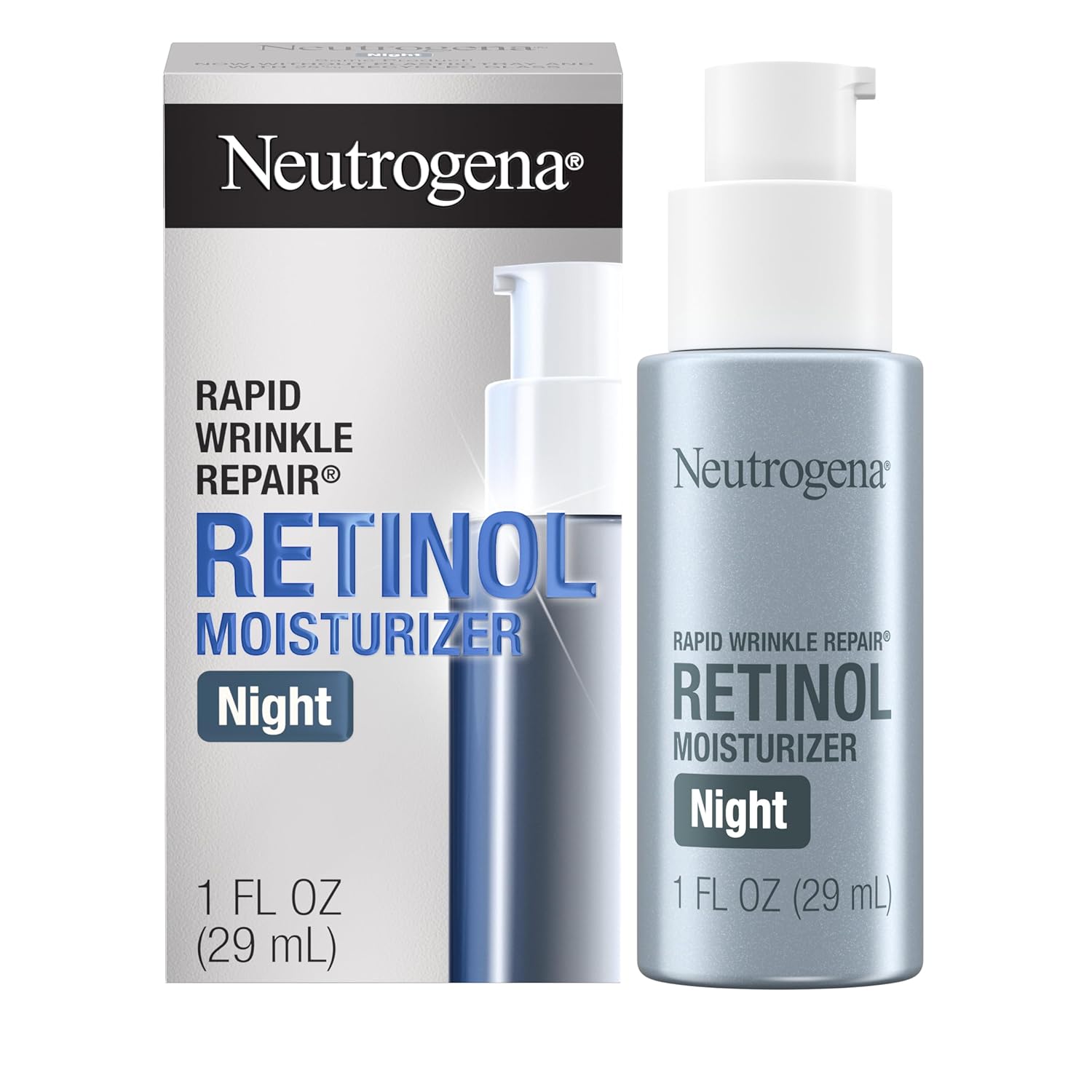 Rapid Wrinkle Repair Retinol Night Face Moisturizer, Daily Anti-Aging Face Cream with Retinol & Hyaluronic Acid to Fight Fine Lines & Wrinkles, 1 fl - oz