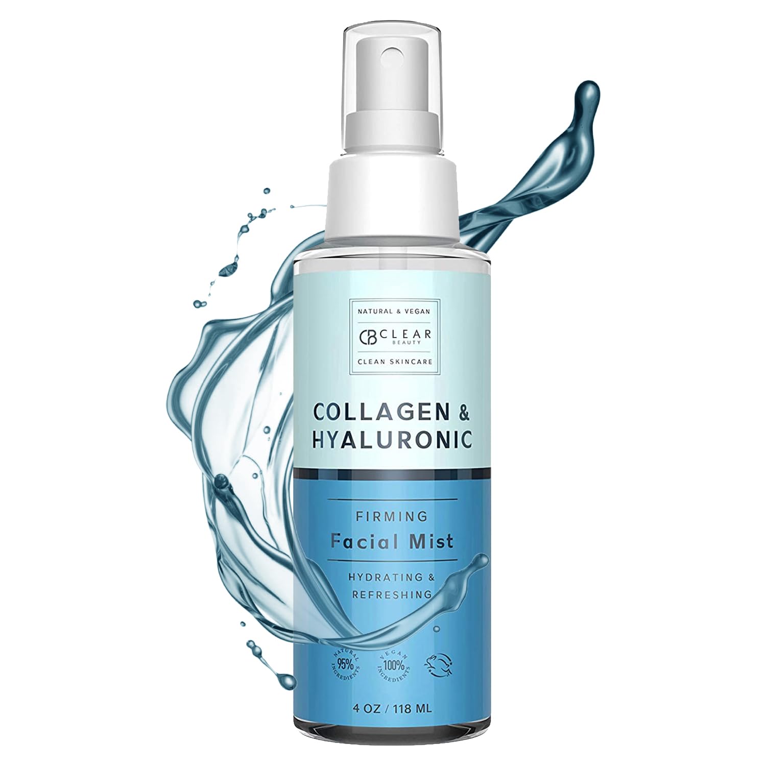 Hyaluronic Acid & Collagen Face Mist - Dermatologist Tested, Moisturizes & Tones Skin, Anti-Aging, Natural Ingredients, Cruelty-Free, 95% Natural - All Skin Types - 4 OZ Hyaluronic Acid & Collagen - 4 OZ