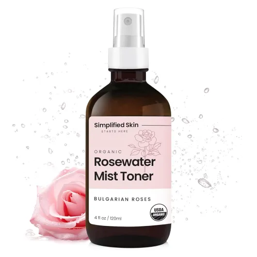 Rose Water Spray for Face & Hair – Pure USDA Organic Rosewater Toner – Refreshing Mist for Skin Care, Makeup & Locs – Natural Rose Scent, 4 Oz Rose 4 Fl Oz (Pack of 1)
