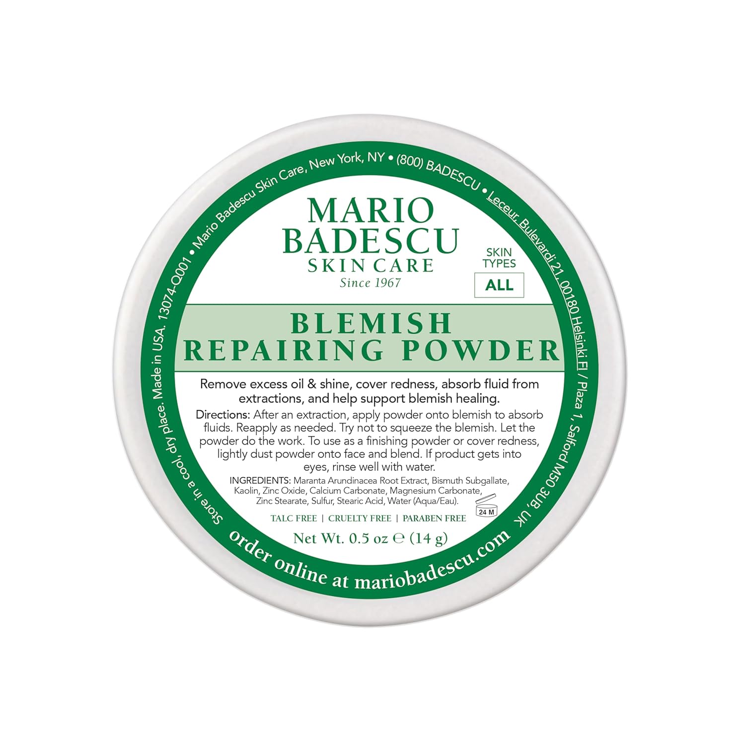 Mario Badescu Special Healing Blemish Repairing Face Powder for Oily and Troubled Skin, Reduces T-Zone Shine, Decongests Pores and Balances Excess Oil, Gentle Sulfur Powder for Skin Care Blemish Repairing Powder - NEW!!!