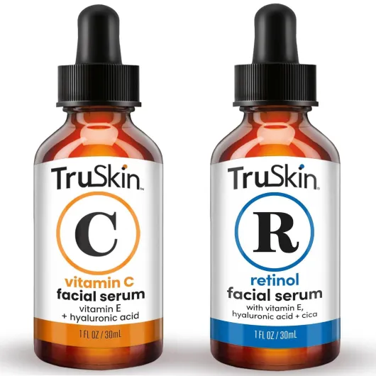 Face Serum Duo – Vitamin C & Retinol Serum for Face – Anti-Aging Skin Care Gift Set for Women – Helps Improve Appearance of Fine Lines & Wrinkles for Smoother Looking Skin, 1 Fl Oz, 2 Bottles