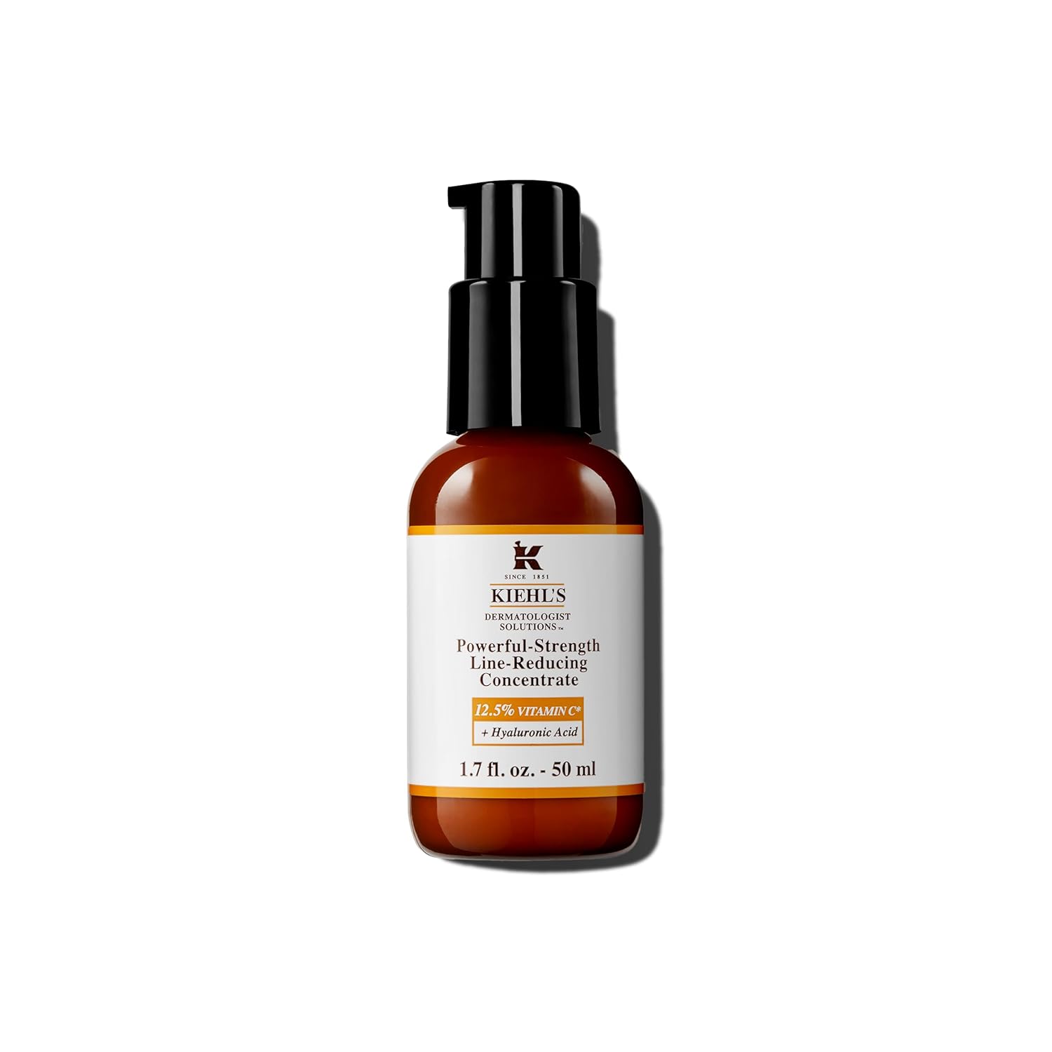 Kiehl's Powerful-Strength 12.5% Vitamin C Serum, Line-Reducing Concentrate for Face, Boosts Radiance & Firmness, Smooths & Plumps Skin, with Hyaluronic Acid, Dermatologist-Tested, Paraben-free 1.7 Ounce (Pack of 1)