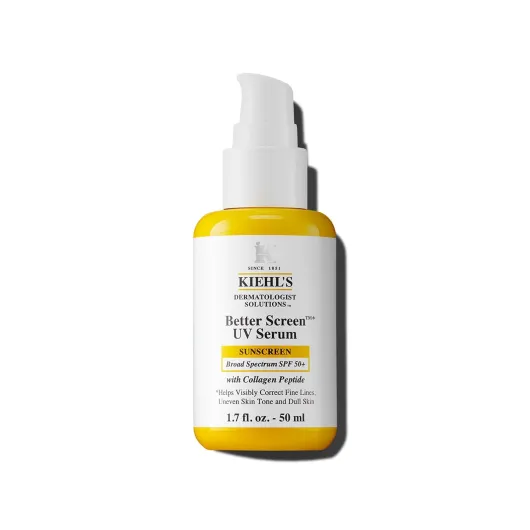 Kiehl's Better Screen UV Serum SPF 50+, Invisible Facial Sunscreen with Collagen Peptide, UV Filters to Shield UVA & UVB, Helps Correct Visible Signs of Aging, Boosts Skin Radiance 1.7 Fl Oz (Pack of 1)