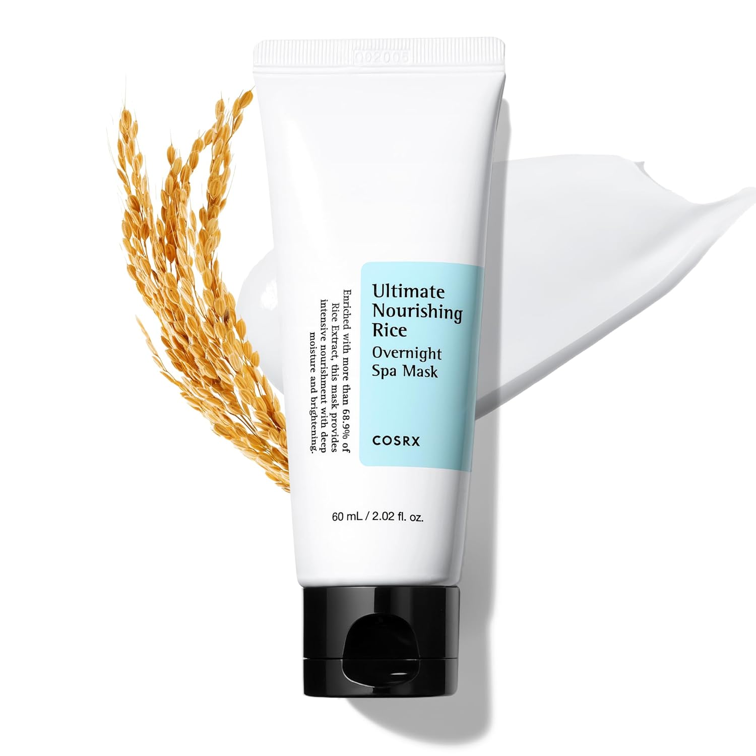 Ultimate Nourishing Rice Overnight Spa Mask, 60ml / 2.02 fl.oz - Rice Extract 68% and Niacinamide 2%, Korean Skin Care, Animal Testing Free, Paraben Free