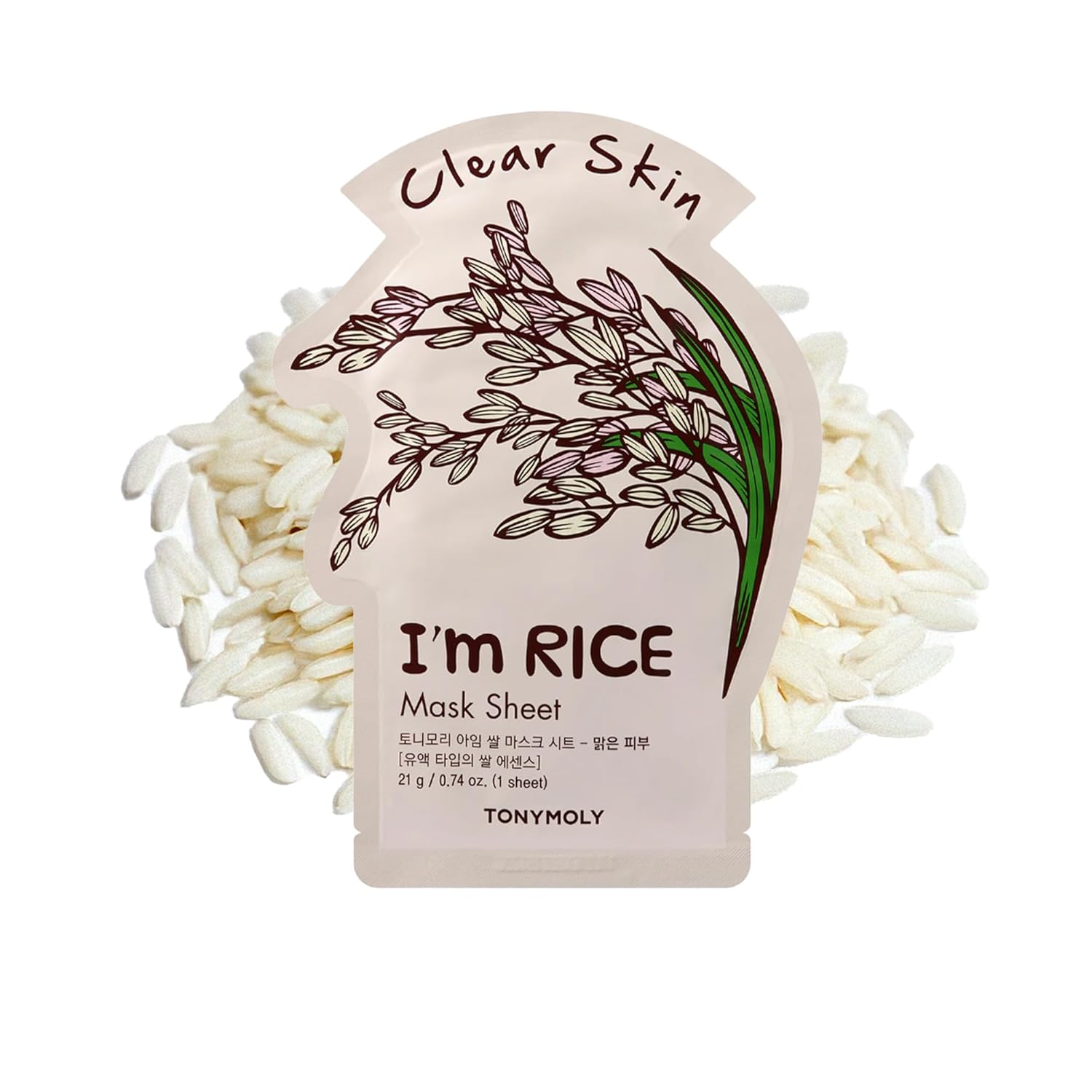TONYMOLY I'm Real Sheet Mask, Korean Skin Care Face Mask , Hydrating & Moisturizing Skincare, Vitamin Infused Facial, Soothes Skin 03 Rice 10 Count (Pack of 1)
