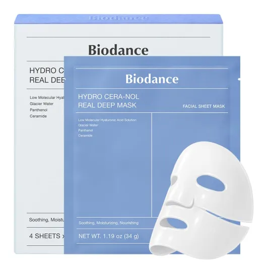 Hydro Cera-nol Real Deep Mask, Overnight Hydrogel Mask, Hydrating Facial Mask For Sensitive Skin, Redness Reducing & Quick Soothing Effect, Korean Skincare, Stocking Stuffers -1.19oz(34g)x4ea Cera-nol 4 Count (Pack of 1)